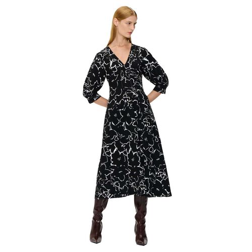 Veronika Maine Monochrome Blooms Midi Dress
